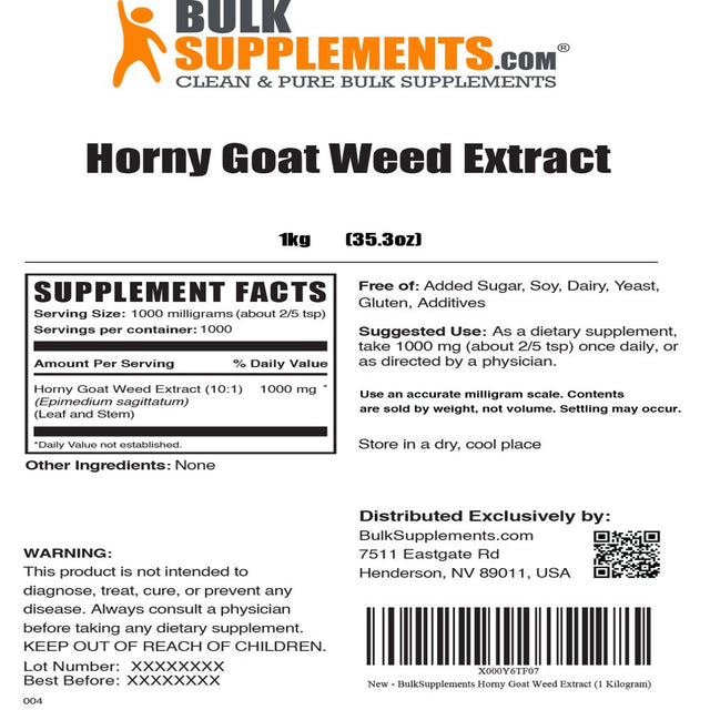 Bulksupplements.Com Horny Goat Weed Powder - Womens Libido Booster - Horny Goat Weed Extract - Horny Goat Weed for Men (5 Kilograms - 11 Lbs)