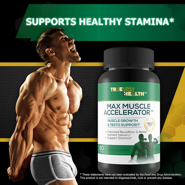 Max Muscle Accelerator - Muscle Growth & Testosterone Support - Aid Improved Blood Flow & Better Nutrient Delivery - Support Stamina - Natural Formula - Endurance - Recovery - Circulation - Strength