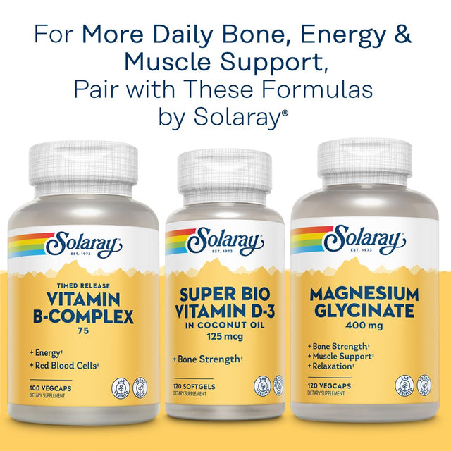 Solaray Calcium & Magnesium Citrate 2:1 W/ Vitamin D3 & K2, Healthy Bone, Muscle & Nerve Support, 30 Serv, 180 Capsules