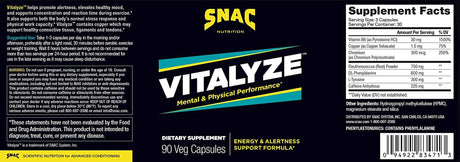 SNAC Vitalyze Mental Alertness and Physical Performance Energy Enhancer, 90 Capsules