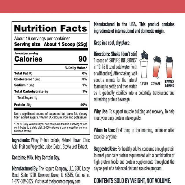 Isopure, Infusions 100% Whey Protein Isolate, Tropical Punch,16 Servings