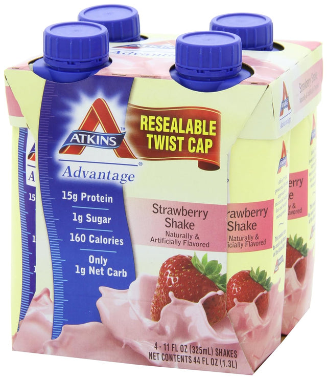 Atkins Ready to Drink Shake, Strawberry, 11-Ounce Aseptic Containers (Pack of 8)