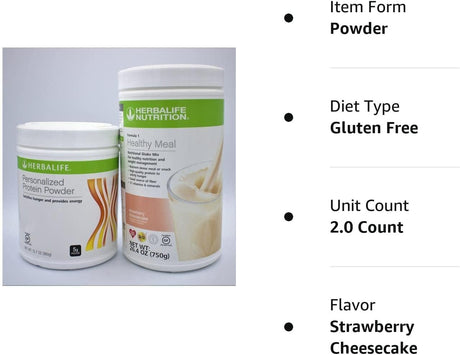 Herbalife (Duo) Formula 1 Healthy Meal Nutritional Shake Mix (Cafe Latte) with Personalized Protein Powder