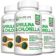 3-PACK - Allied Life Spirulina and Chlorella - Organic Chlorophyll Vegan Protein Powder Capsules 120 Caps