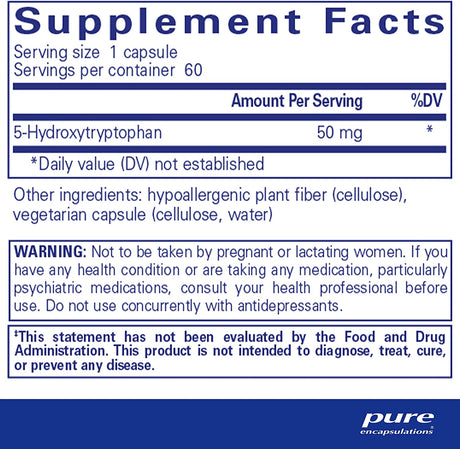 Pure Encapsulations 5-HTP 50 Mg | 5-Hydroxytryptophan Supplement for Brain, Sleep, Eating Behavior, and Serotonin Support* | 60 Capsules