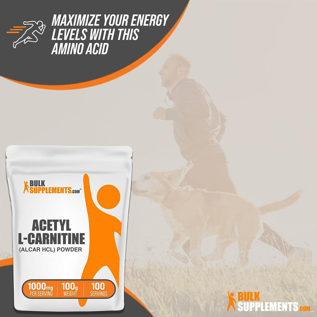 Bulksupplements.Com Acetyl L-Carnitine Powder - ALCAR Hcl, Carnitine Supplement, Acetyl L-Carnitine 1000Mg - ALCAR Powder, Unflavored & Gluten Free, 1000Mg per Serving, 100G (3.5 Oz)