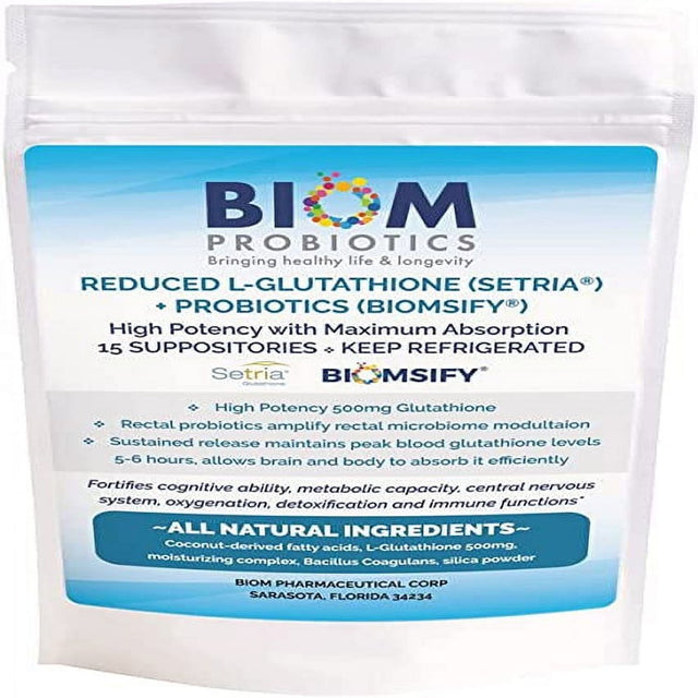 Biom Probiotics L-Glutathione High Potency Probiotic Suppositories, 500Mg