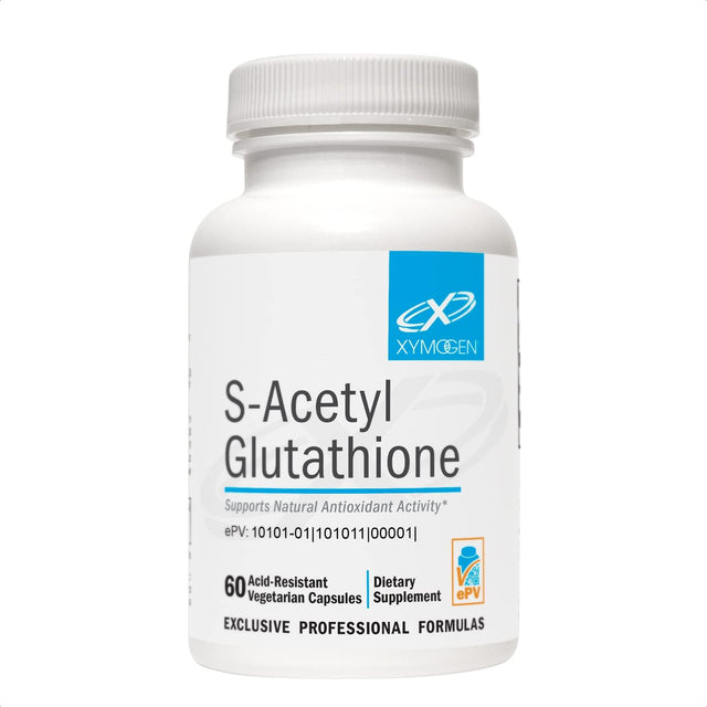 XYMOGEN S Acetyl Glutathione - Superior Absorption Acetylated Glutathione Supplement with Stomach Acid-Resistant Capsules - Healthy Aging, Cellular, Antioxidant + Immune Support (60 Capsules)