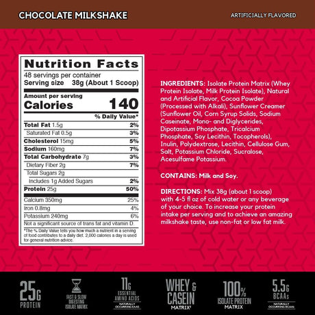 BSN SYNTHA-6 Isolate Protein Powder, Chocolate Protein Powder with Whey Protein Isolate, Milk Protein Isolate, Flavor: Chocolate Milkshake, 48 Servings (Packaging May Vary)