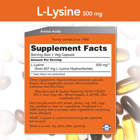 Now Foods L-Lysine 500 Mg - 250 Caps 2 Pack