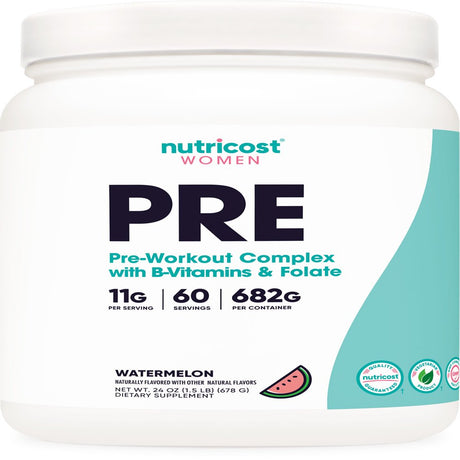 Nutricost Pre-Workout Powder for Women, Watermelon, 60 Servings, Supplement