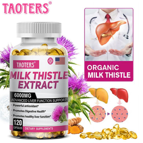 TAOTERS Milk Thistle Extract Capsules, Advanced Liver Support, Powerful Antioxidants, Promote Digestive Health.