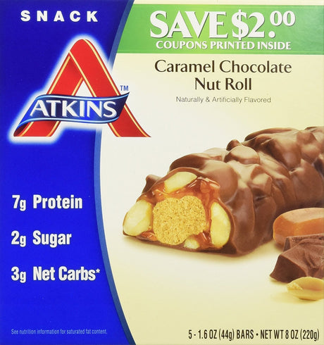 Atkins Advantage Bar Caramel Chocolate Nut - 5 Bars