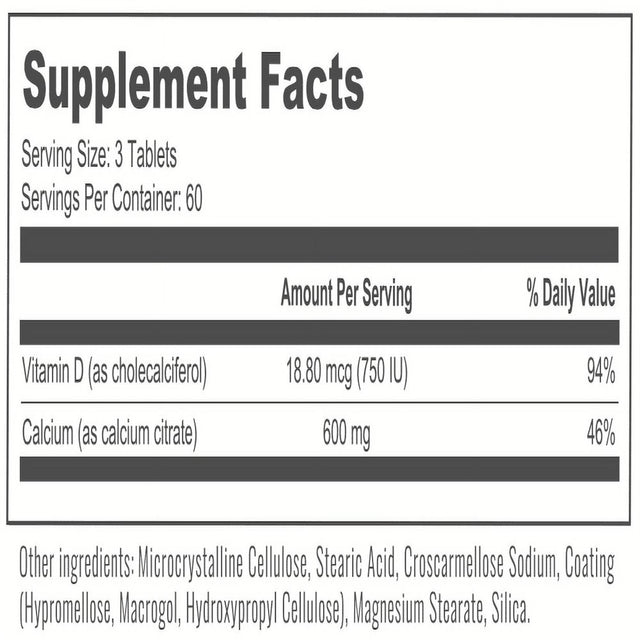 Bariatricpal Easy Swallow Calcium Citrate (600Mg) and D3 Coated Tablets - NEW! Size: 90-Day Supply