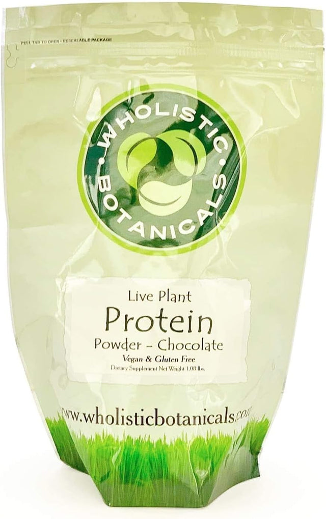 Wholistic Botanicals Live Plant Pea Protein — Natural Pea Protein Powder Vegan, Natural Pure Protein Plant-Based Blend for Weight Loss, Probiotic Meal Replacement — Chocolate Powder