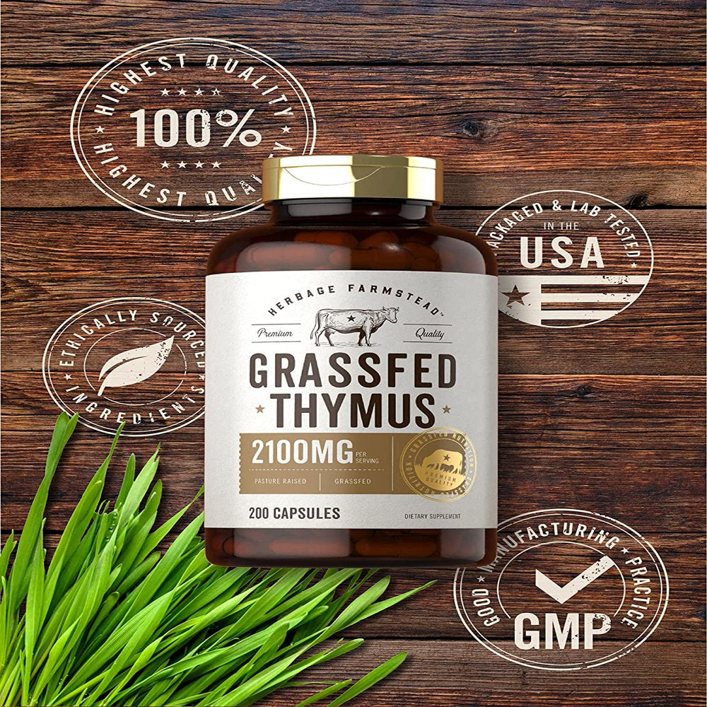 Grass Fed Beef Thymus | 2100Mg | 200 Capsules | By Herbage Farmstead ...