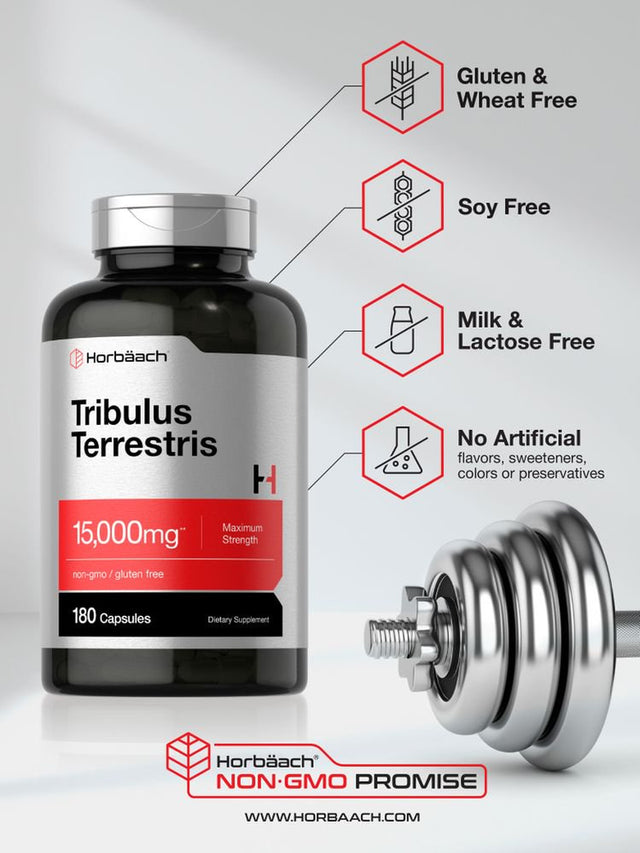 Tribulus Terrestris Extract | 15,000Mg | 180 Capsules | by Horbaach