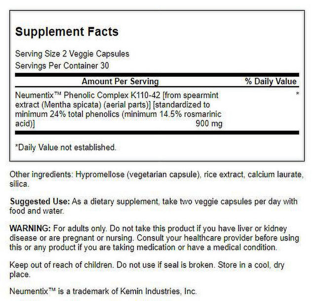 Swanson Nootropic Brain Food - Featuring Neumentix 450 Mg 60 Veg Caps