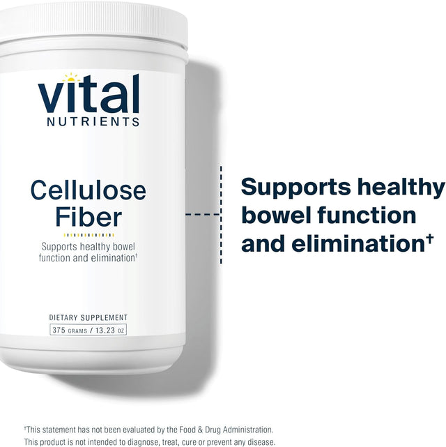 Vital Nutrients Cellulose Fiber | Vegan Fiber Supplement | Supports Normal Daily Bowel Function* | Insoluble Fiber for Digestion Aid* | Gluten, Dairy and Soy Free | Non-Gmo | 375 Grams