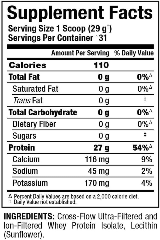 ALLMAX ISONATURAL Whey Protein Isolate, Unflavored - 2 Lb - 27 Grams of Protein per Scoop - Zero Fat & Sugar - 99% Lactose Free - with Prebiotics - No Artificial Flavors - Approx. 31 Servings