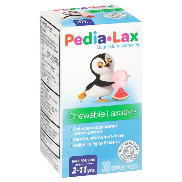 Pedia-Lax Laxative Chewable Tablets for Kids, Ages 2-11, Watermelon Flavor, 30 CT