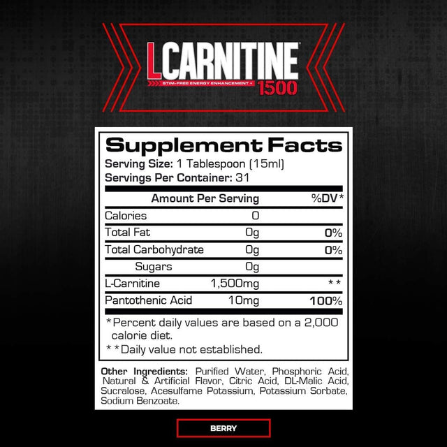 PROSUPPS L-Carnitine 1500 Stimulant Free Liquid Shots for Men and Women - Metabolic Energizer Workout Drink for Performance and Muscle Recovery (31 Servings, Berry)