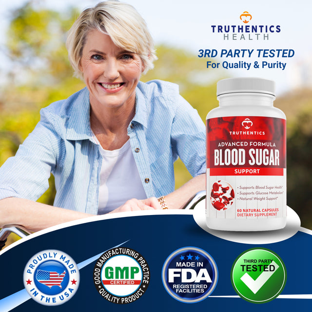 Truthentics Blood Sugar Support Formula (2 Pack) - Supports Healthy Blood Sugar Levels, Glucose Metabolism - Healthy Heart Supplement - 120 Capsules