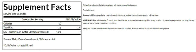 Swanson Lecithin Non-Gmo 1,200 Mg 90 Softgels