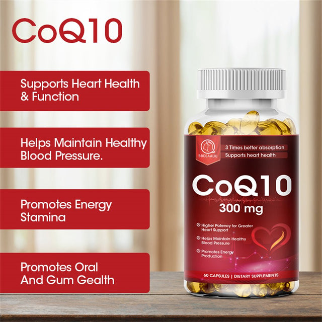 Bbeeaauu Natural Coenzyme Q10 Antioxidant Supplement 300Mg for Heart, Brain, Immunity & Liver Support - 120 Capsules