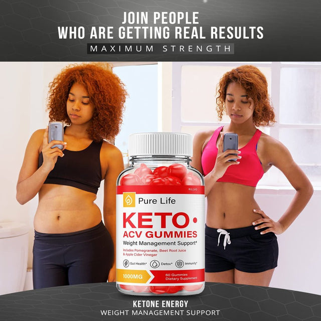 Pure Life Keto ACV Gummies - Advanced Formula Pure Life Keto Apple Cider Vinegar Gummies 1000Mg 60 Gummies