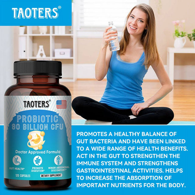 TAOTERS Probiotic Supplement - Gut Health Complex with Cranberry and Lactobacillus Acidophilus Probiotics for Women and Men - Supports Digestion, Immunity, Gut Health