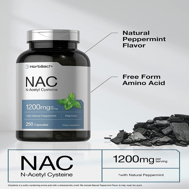 NAC N-Acetyl Cysteine 1200Mg | 250 Caplets | by Horbaach