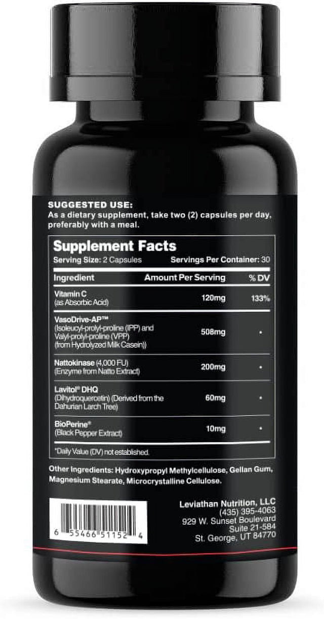 Leviathan Nutrition Hemo Flow | Healthy Blood Pressure, Optimal Heart & Kidney Health - Blood Pressure Supplements for Nitric Oxide & Natural Circulation Support