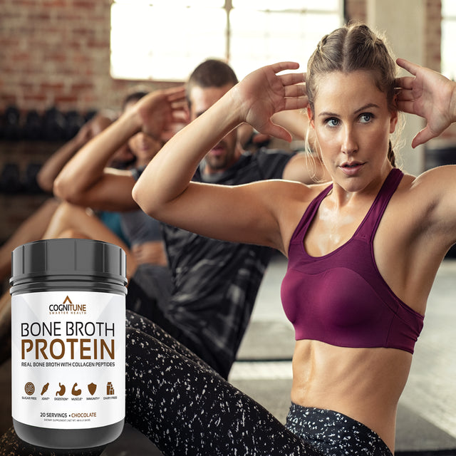 Bone Broth Protein Powder Chocolate - Grass Fed Collagen Peptides - No Sugar, Paleo & Keto Friendly -Dairy Free, Gluten Free - 20G Protein, 20 Servings