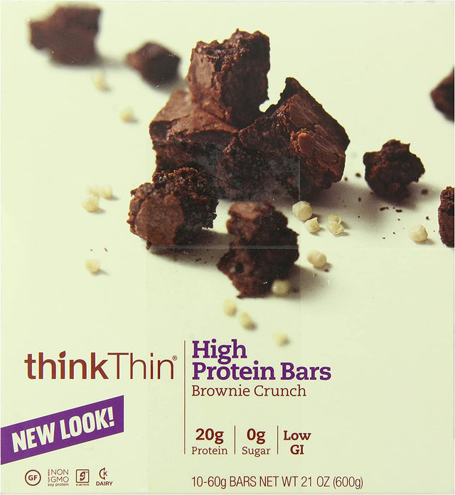 Thinkthin High Protein Bar, Brownie Crunch, 60 G, Bars, 10 Count