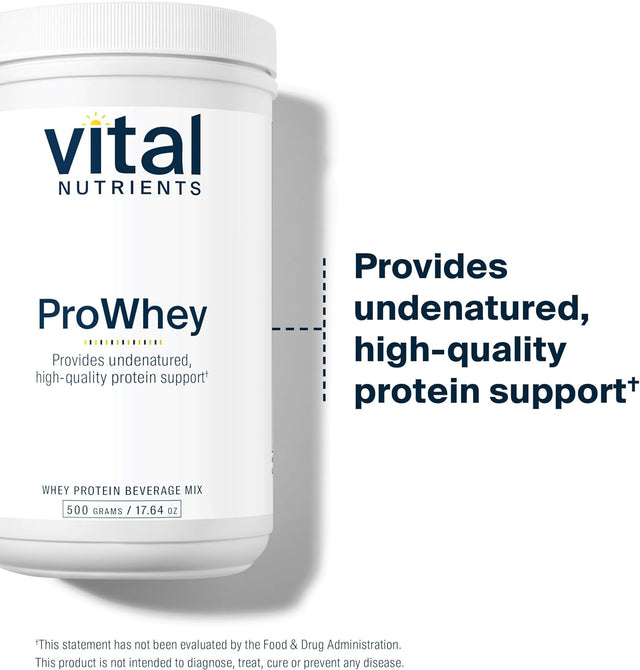 Vital Nutrients - Prowhey - Whey Protein Beverage Mix - Plain - 500 Grams per Bottle