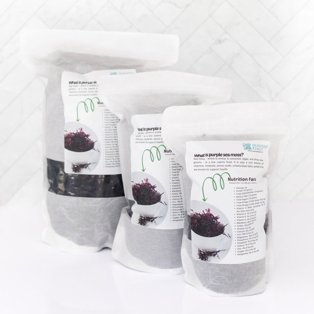 Seaweed Kings Purple Irish Sea Moss Bulk Chondrus Crispus Sea Moss - Raw Naturally Harvested & Wildcrafted, Rich in Protein & Lodine - Pure Sea Moss for Gel & Smoothies - 1 Lbs