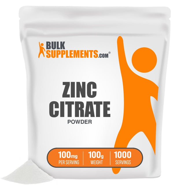 Bulksupplements.Com Zinc Citrate Powder - Zinc Mineral Supplements - Pure Zinc - Mineral Zinc Supplement (100 Grams - 3.5 Oz)