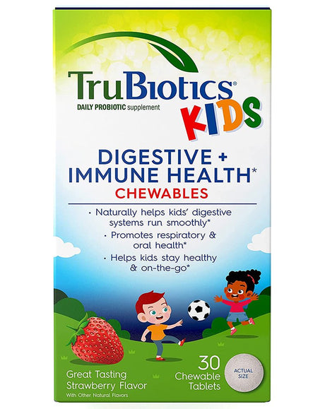 Trubiotics Kids Daily Probiotic Supplement Chewable Tablets Strawberry - 30 Ct