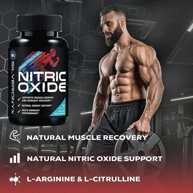 Nitric Oxide Booster Supplement L-Arginine 1300Mg Workout Muscle Pump 60 Capsules