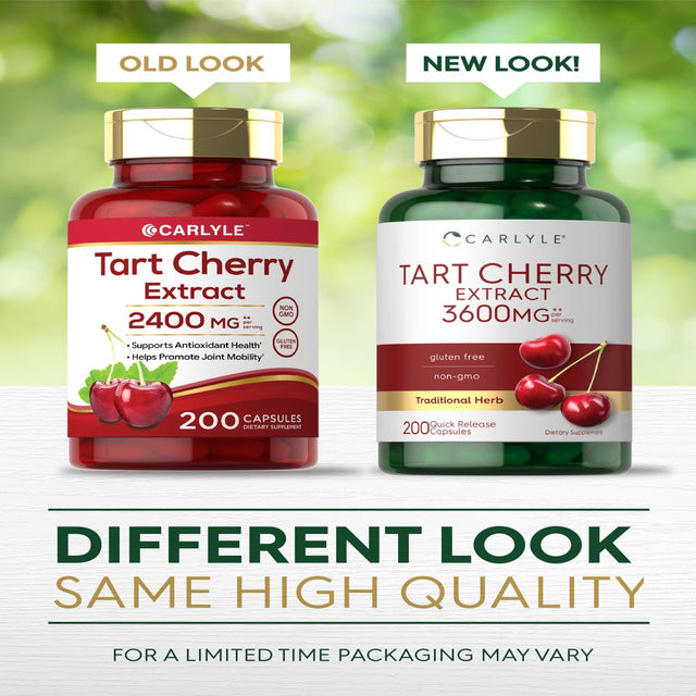 Tart Cherry Capsules | 200 Count | 3600Mg | Non-Gmo & Gluten Free | by Carlyle