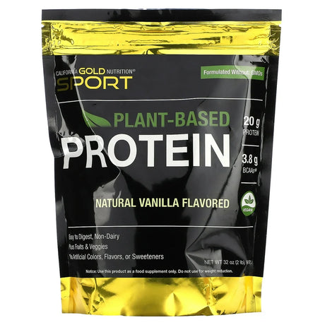 California Gold Nutrition SPORT - Vegan Protein Vanilla, 2 Lbs Pouch