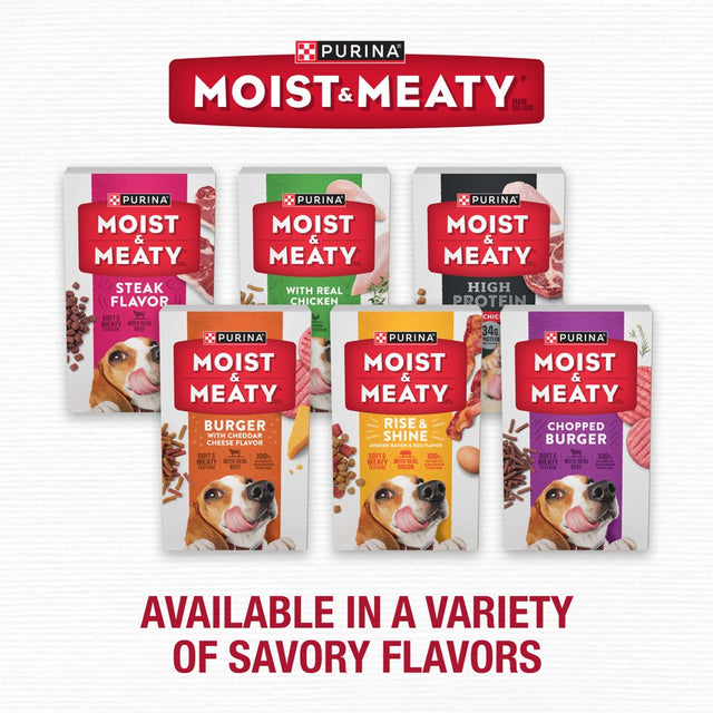 Purina Moist and Meaty Wet Dog Food, High Protein, Soft Bacon & Egg, 6 Oz Pouches (12 Pack)