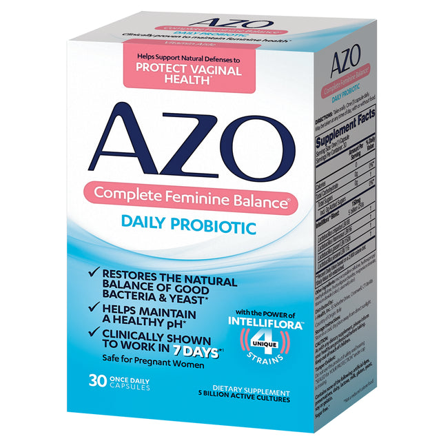 AZO Complete Feminine Balance, Female Probiotic Supplement, 30 Ct