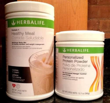 Herbalife (Duo) Formula 1 Healthy Meal Nutritional Shake Mix (Cafe Latte) with Personalized Protein Powder