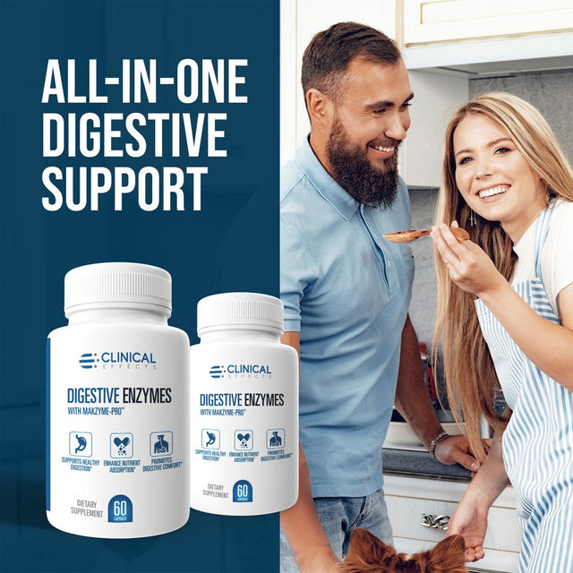 Clinical Effects Digestive Enzymes with Makzyme-Pro - Digestive Enzymes and Probiotic Supplement - 60 Capsules