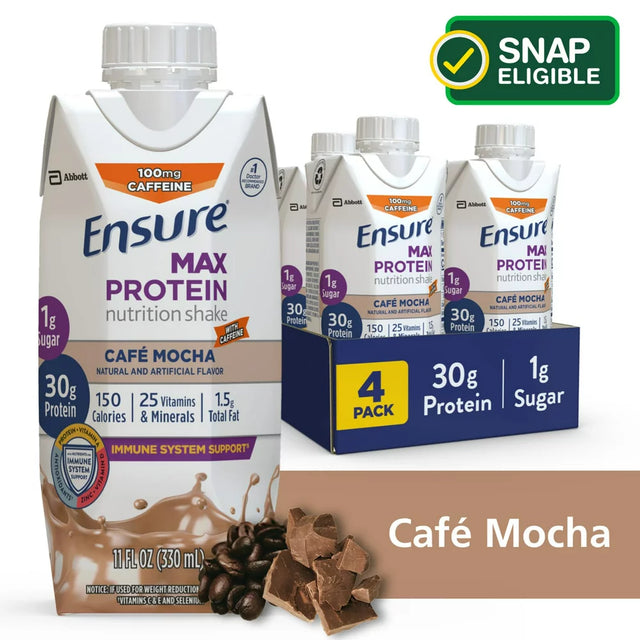 Ensure Max Protein Nutrition Shake, Cafe Mocha, 11 Fl Oz, 4 Count