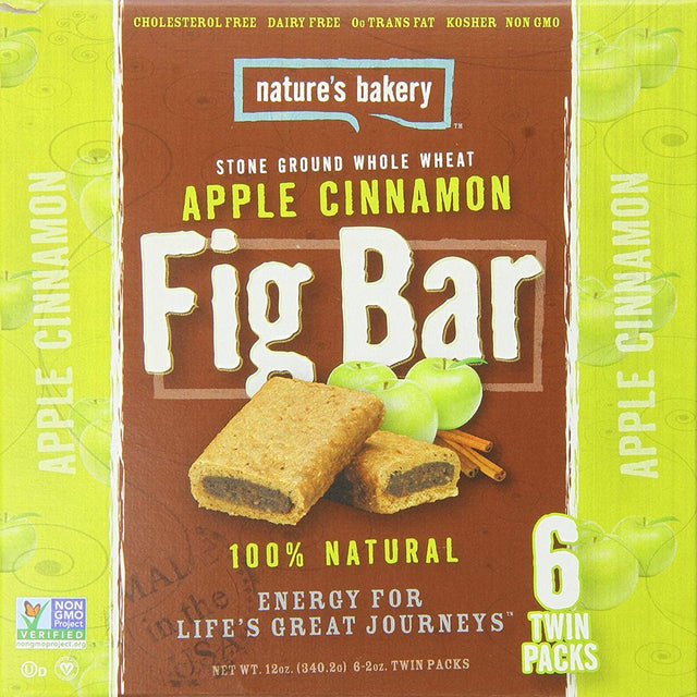 Nature'S Bakery Stone Ground Whole Wheat Apple Cinnamon Fig Bars, 12 Oz, (Pack of 6)