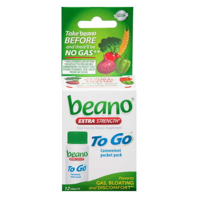 Beano to Go, Gas Prevention and Digestive Enzyme Supplement, 12 Count