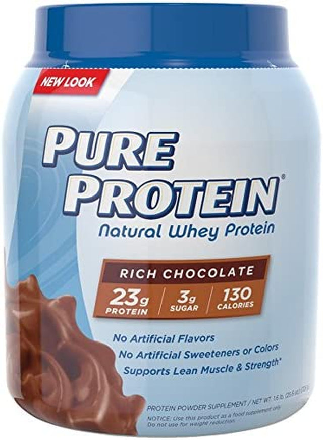 Pure Protein 100 % Whey Protein, Rich Chocolate, 1.6 Pounds